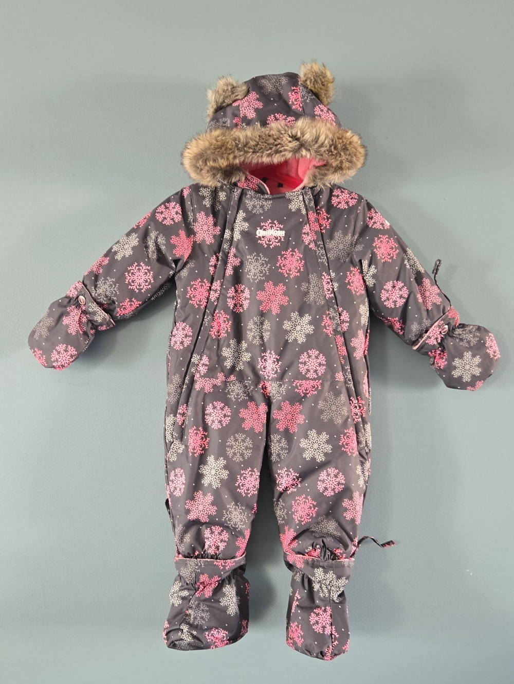 Baby Girl Bear Ears Snowsuit By Osh Kosh (12m)